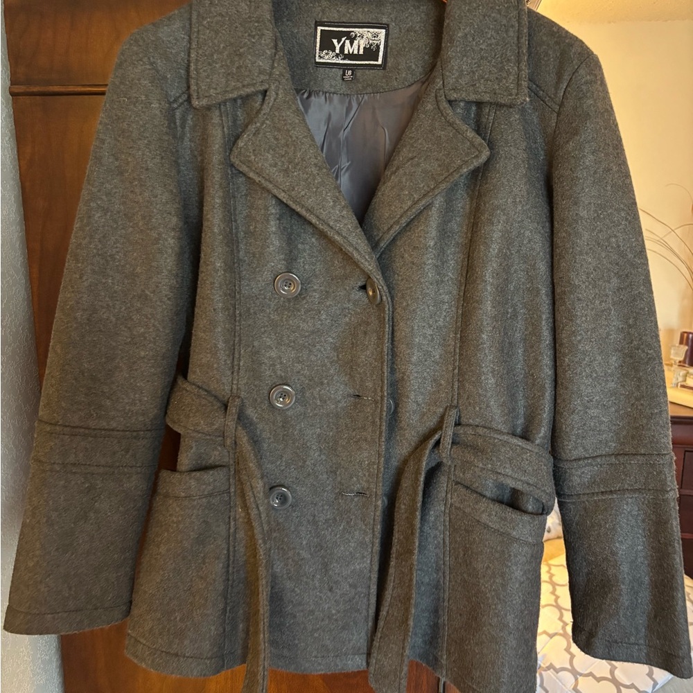 YMI Women's Charcoal Pea Coat